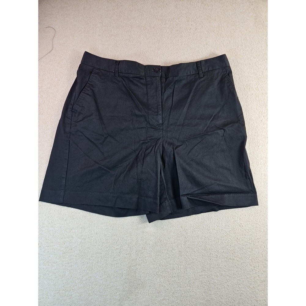 Kim Rogers Women's Black Stretch Chino Shorts Size 18 Button Zip Cotton